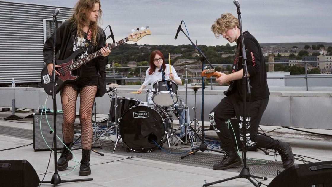 Until Joy Perform She's a Charmer live on Burnley College Sixth Form Centre roof